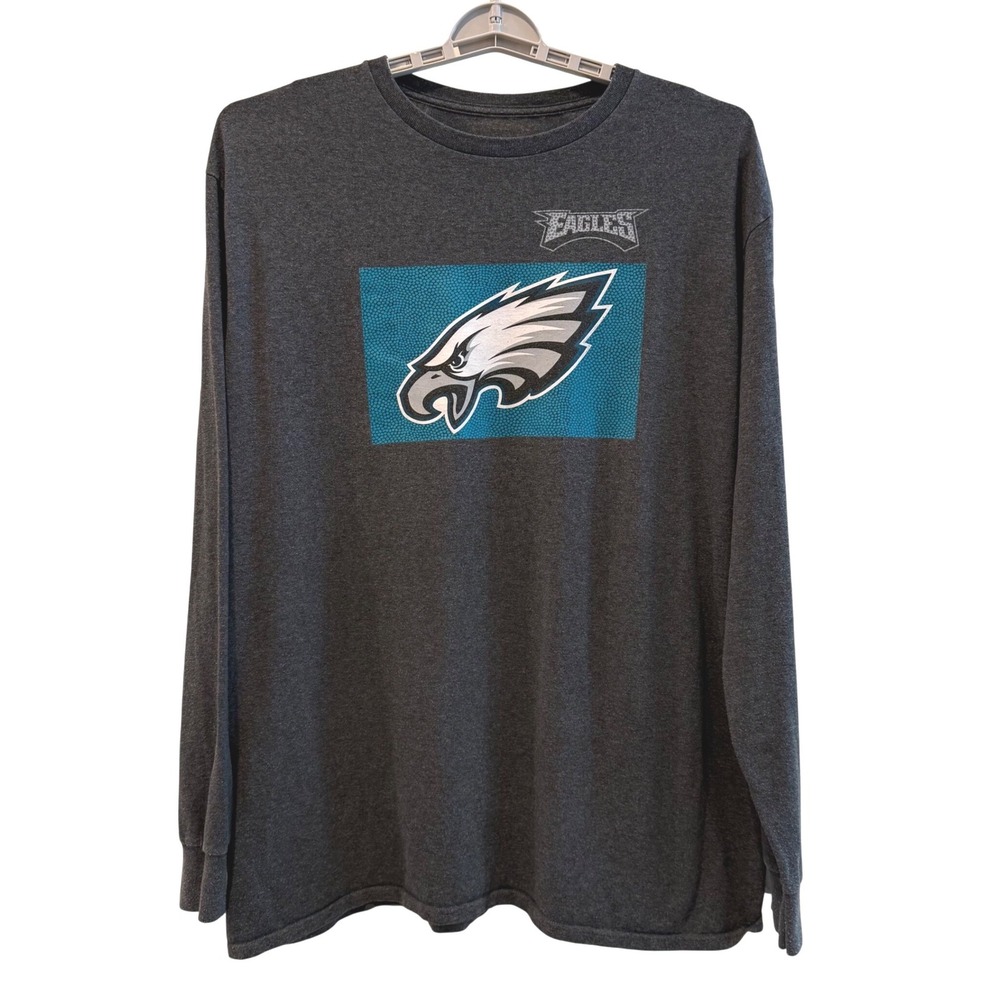 NFL Team Apparel Philadelphia Eagles Gray Graphic Long Sleeve Tee Mens 2XL